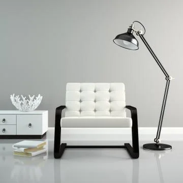 Part of  interior with white vase 3D rendering Stock Illustration