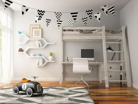 Part of Interior with wigwam 3D rendering Stock Illustration