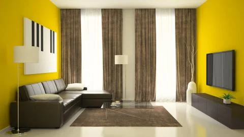 Part of interior with yellow walls Stock Illustration