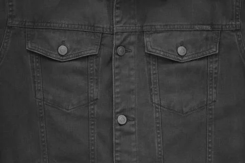 Part of the jacket made of rough black fabric close-up Stock Photos