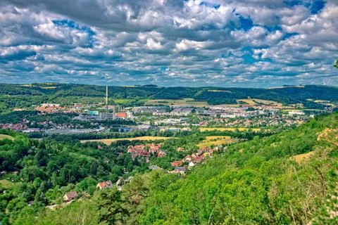 A part of Jena Thuringia from above Stock Photos