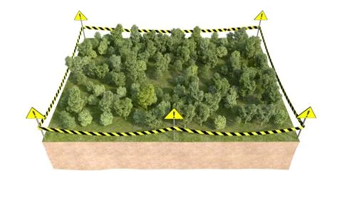 Part of land with forest 3d rendering Ilustración de archivo