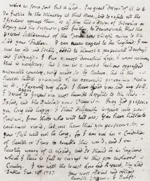 Part Of A Letter Dated 14 June, 1737, From Jonathan Swift To Robert Walpole, Stock Photos