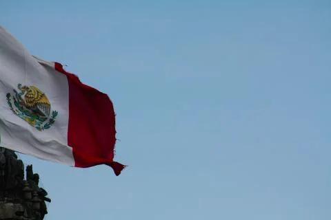 Part of mexican flag with sky Stock Photos