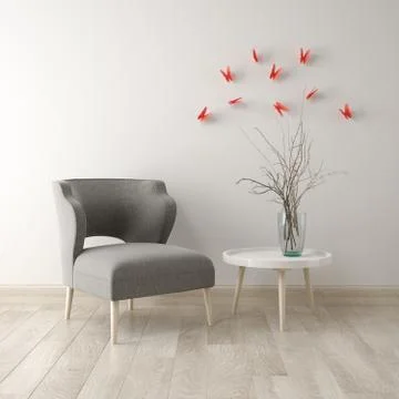 Part of modern interior design 3D rendering Stock Illustration