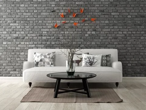 Part of modern interior design 3D rendering Ilustração Stock
