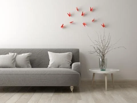 Part of modern interior design 3D rendering Stock Illustration