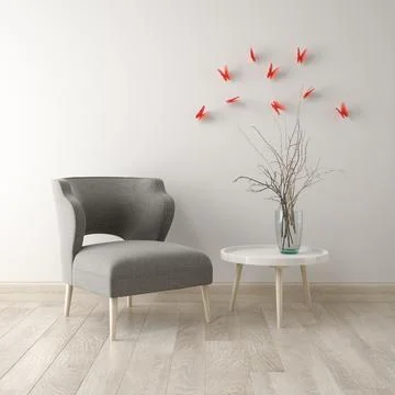Part of modern interior design 3D rendering Stock Illustration
