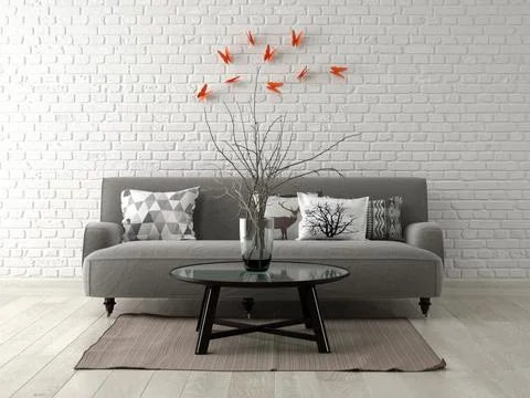 Part of modern interior design 3D rendering Ilustração Stock