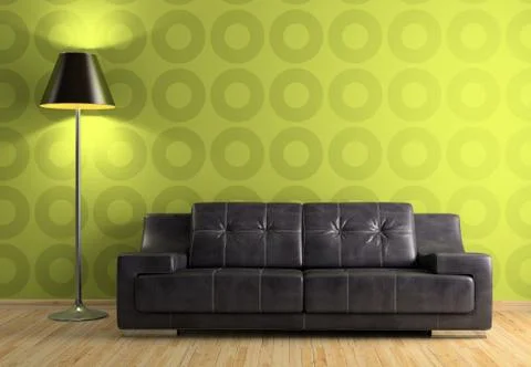 Part of the modern interior with sofa and lamp Stock Illustration