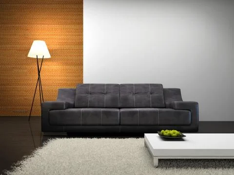 Part of the modern interior with sofa Stock Illustration