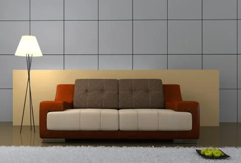 Part of the modern interior with sofa Stock Illustration