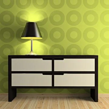 Part of the modern interior with table and lamp Stock Illustration