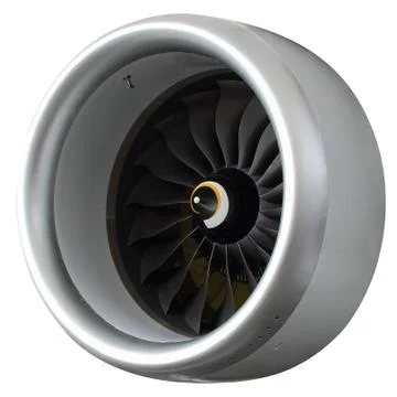 Part of a modern turbofan engine. Stock Photos