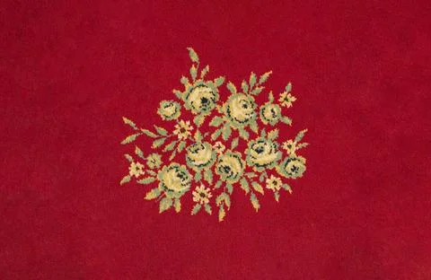 Part of Old Red Carpet Texture, abstract floral ornament Stock Photos