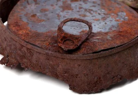 Part of old rusty tin can Stock Photos
