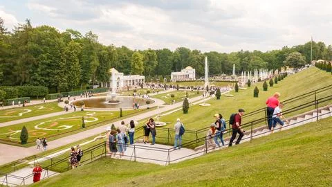Part or element of territory of the Peterhof museum complex with architectu.. Stock Photos