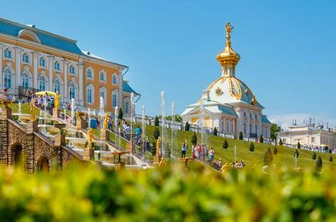 Part or element of territory of the Peterhof museum complex with architectu.. Stock Photos