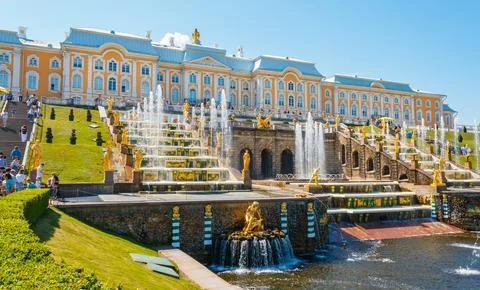 Part or element of territory of the Peterhof museum complex with architectu.. Stock Photos
