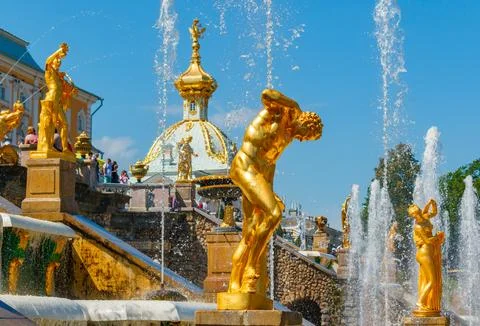 Part or element of territory of the Peterhof museum complex with architectu.. Stock Photos
