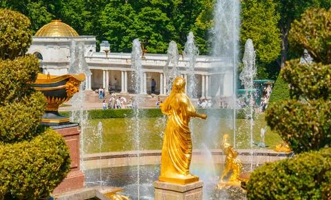 Part or element of territory of the Peterhof museum complex with architectu.. Stock Photos