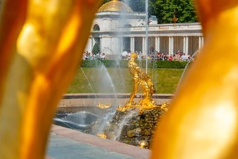 Part or element of territory of the Peterhof museum complex with architectu.. Stock Photos