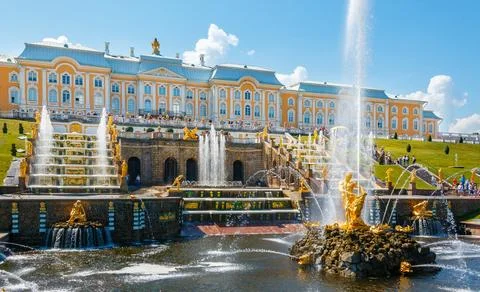 Part or element of territory of the Peterhof museum complex with architectu.. Stock Photos
