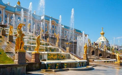 Part or element of territory of the Peterhof museum complex with architectu.. Stock Photos