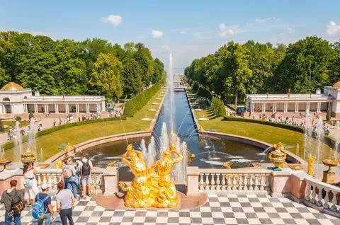 Part or element of territory of the Peterhof museum complex with architectu.. Stock Photos