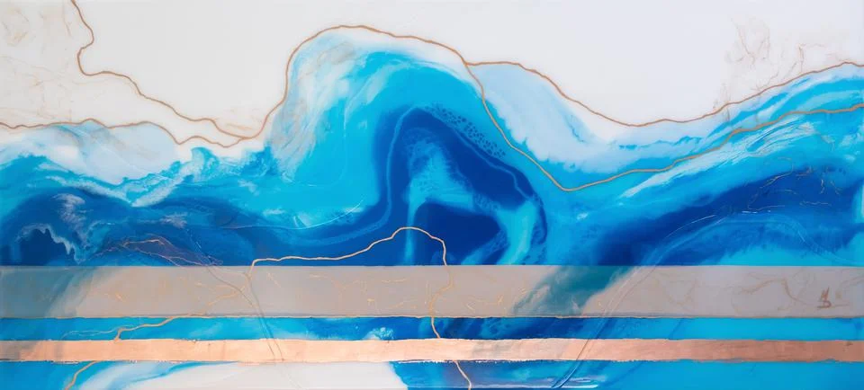 Part of original resin art, epoxy resin painting. Marble texture. Fluid art f Stock Illustration