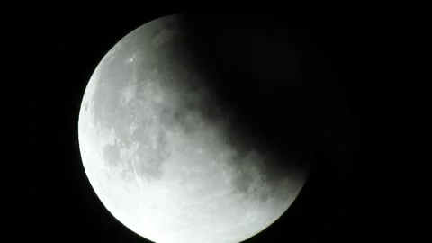 A part of the partial lunar eclipse that happened in July 17 2019 Cairo Stock Footage 191551258