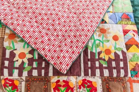 Part of patchwork quilt as background. Handmade Stock-Fotos