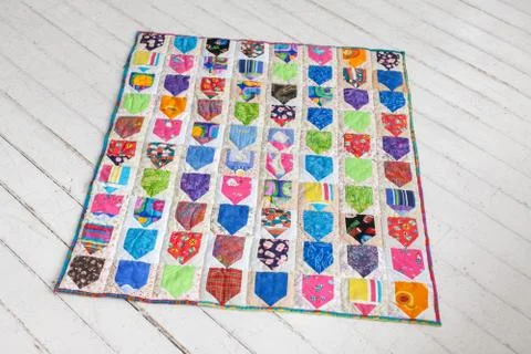 Part of patchwork quilt as background. Handmade Stock Photos