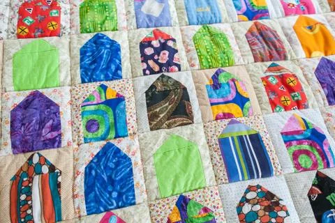 Part of patchwork quilt as background. Handmade Stock-Fotos