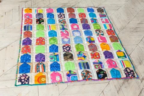 Part of patchwork quilt as background. Handmade Foto stock