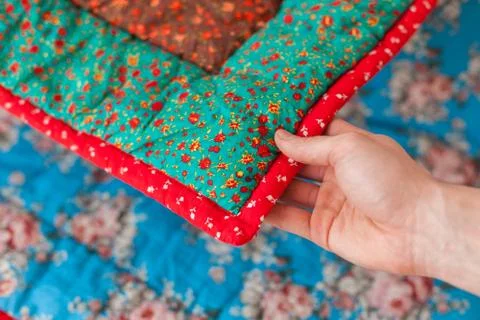 Part of patchwork quilt as background Stock-Fotos