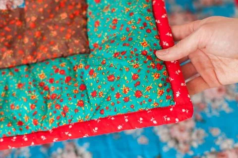 Part of patchwork quilt as background Stock Photos