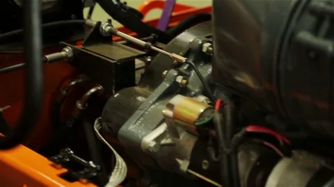 Part of the paver's engine. Stock Footage 70286173