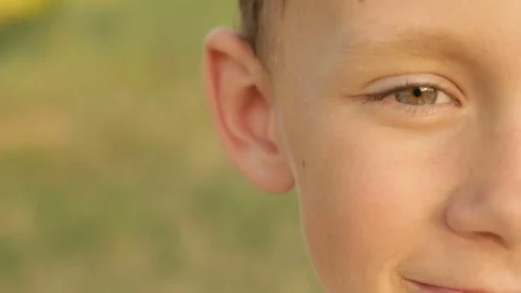 Part of the pensive boy's face Stock Footage 77598458