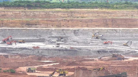 Part of a pit with big mining truck working Stock Footage 101059904