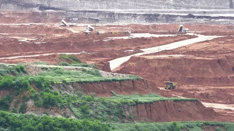 Part of a pit with big mining truck working Stock Footage 101060798