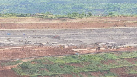 Part of a pit with big mining truck working Stock Footage 108486262
