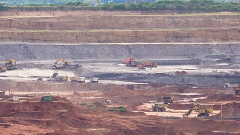 Part of a pit with big mining truck working Stock Footage 108487652