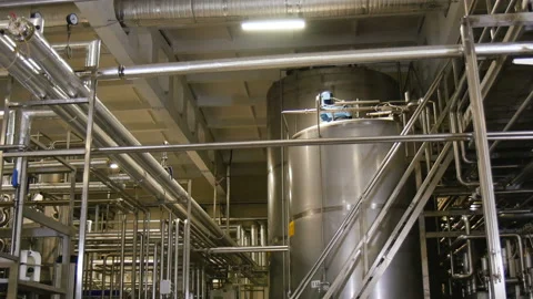 Part of the plant for fruit processing in factory for juice production Stock Footage 91805461