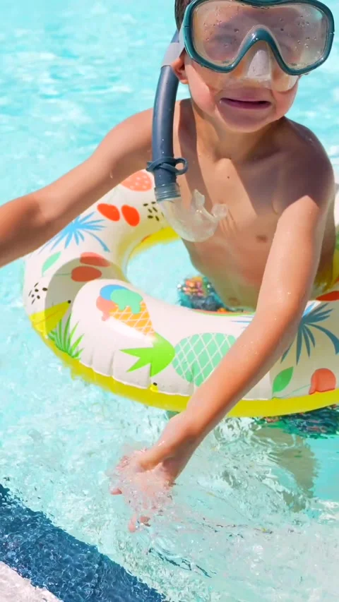 Part of a playful boy on a pool Stock Footage 278362952