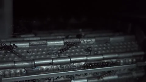 Part Processing on a Lathe with Iron Chips Falling Stock Footage 294266644