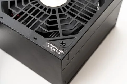 Part of PSU. The computer's power supply is on a white background. Stock Photos