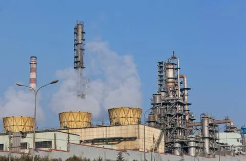 Part of refinery complex Stock Photos
