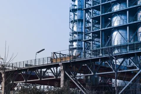 Part of refinery complex Stock Photos