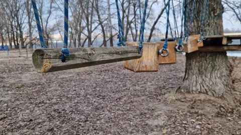Part of a rope park, obstacle course, close-up Stock Footage 331098704
